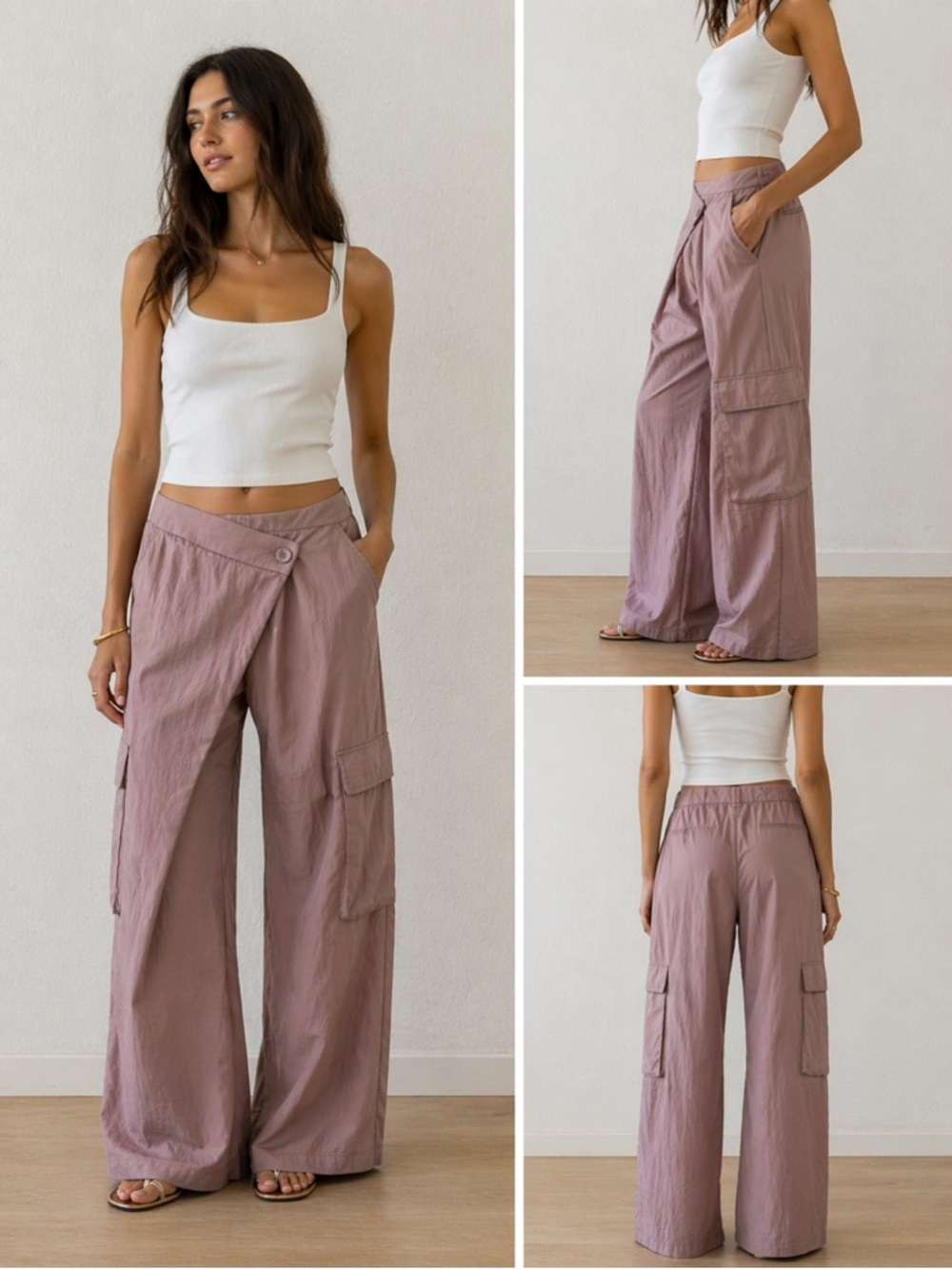 Zara Dusty Mauve Cargo Pants